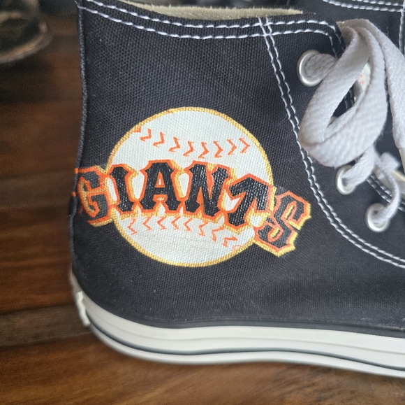 San Francisco Giants black Converse All Star high tops Custom chucks SF baseball - Picture 6 of 9